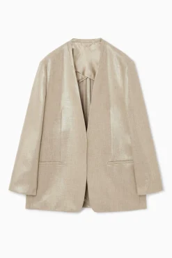 BLAZER HOPSACK METÁLICO SIN CUELLO RELAXED FIT*COS Discount