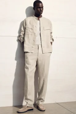 PANTALÓN ANCHO DE LINO CON CINTURA ELÁSTICA*COS Hot