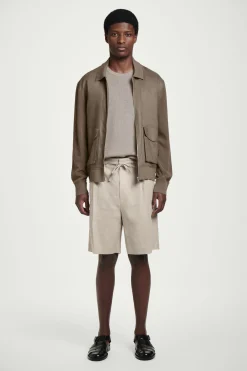 PANTALÓN CORTO DE LINO CON AJUSTE DE CORDÓN*COS Fashion