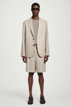 PANTALÓN CORTO DE LINO CON AJUSTE DE CORDÓN*COS Fashion