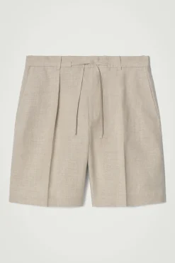PANTALÓN CORTO DE LINO CON AJUSTE DE CORDÓN*COS Fashion