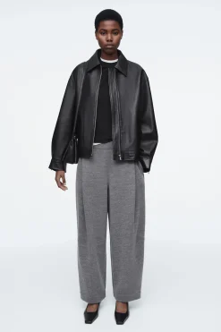 PANTALONES DE LANA HERVIDA BARREL FIT*COS New