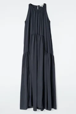 VESTIDO LARGO CON CUELLO HALTER FRUNCIDO*COS New