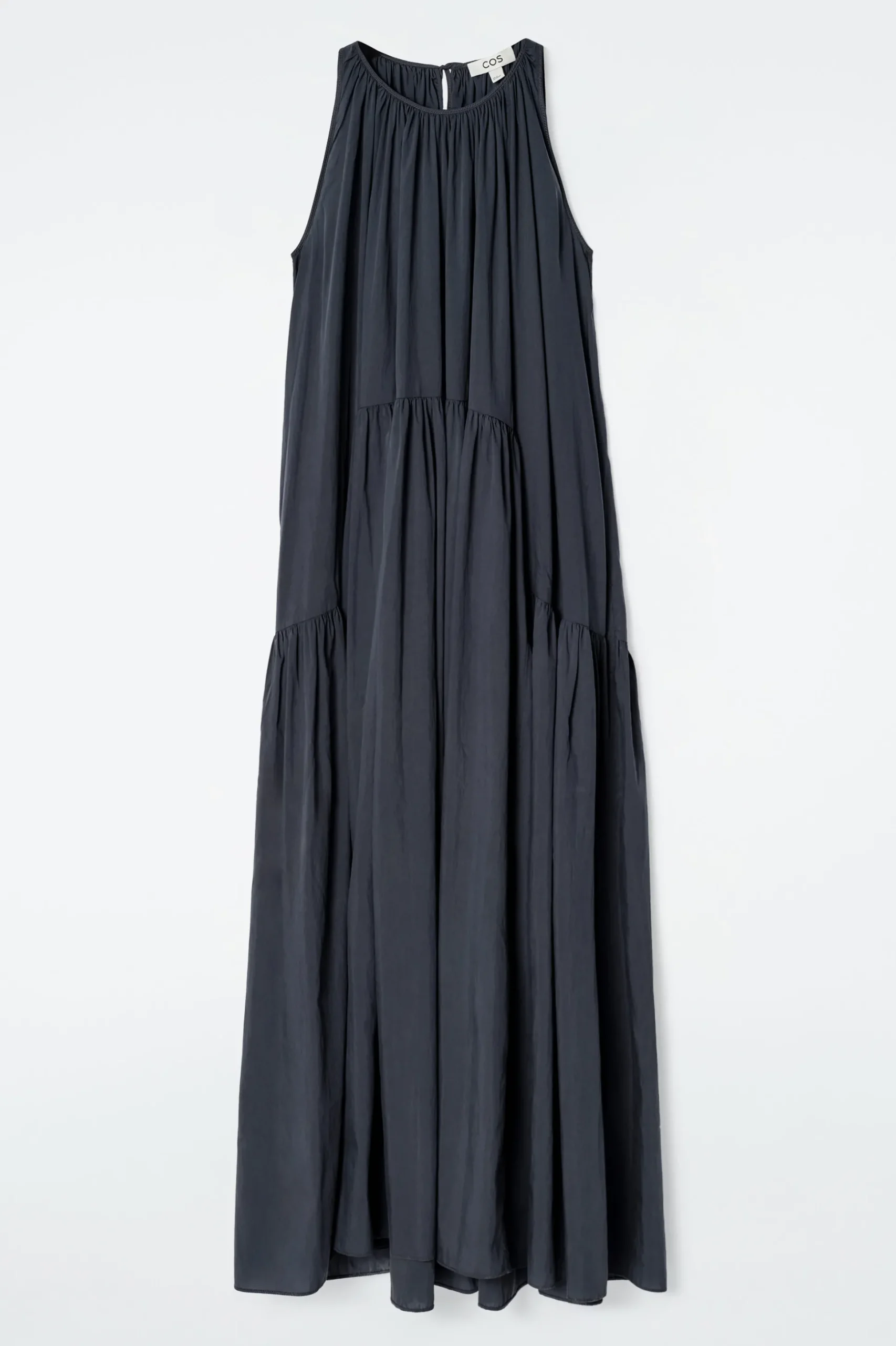VESTIDO LARGO CON CUELLO HALTER FRUNCIDO*COS New