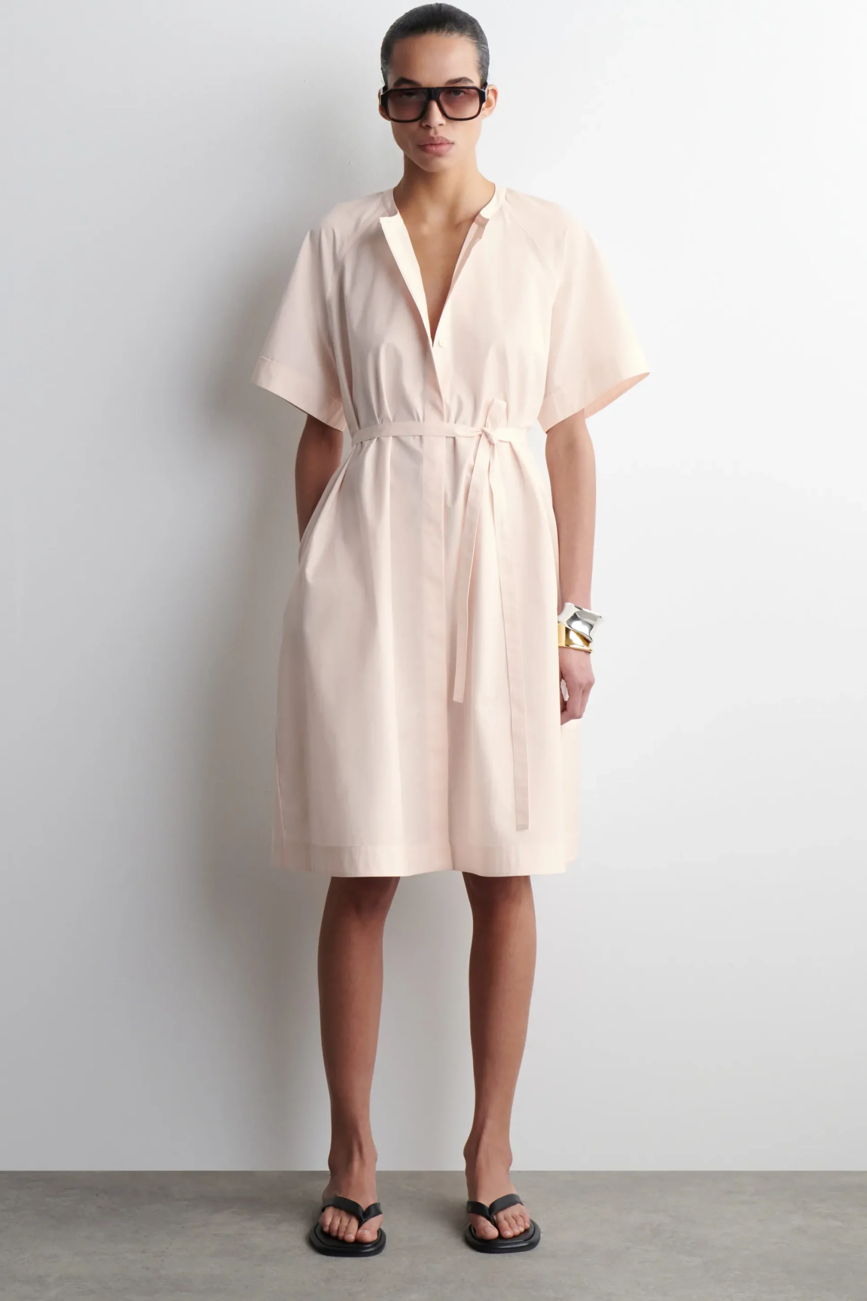 VESTIDO MIDI DE ALGODÓN CON MANGAS RAGLÁN*COS Hot