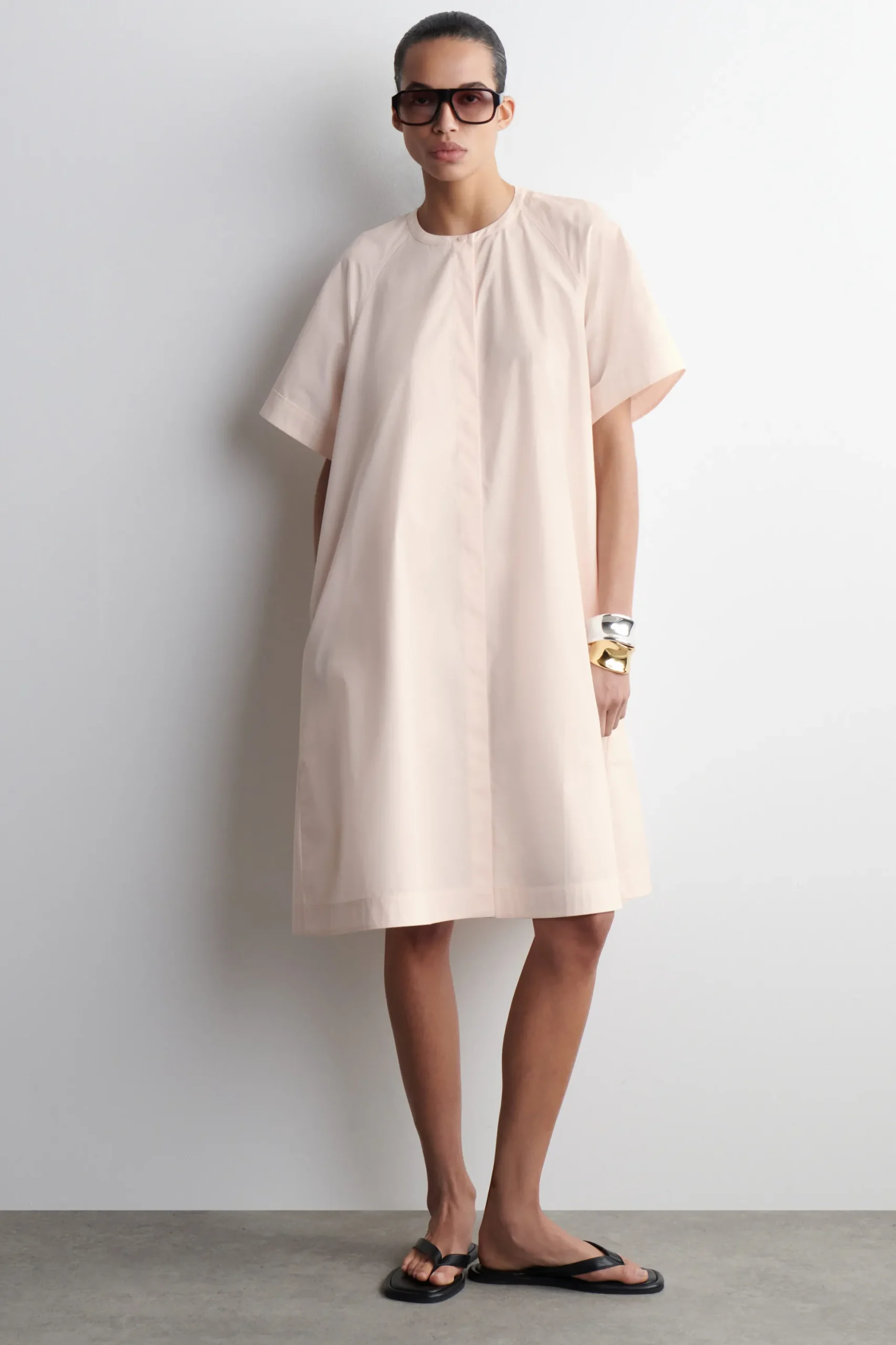 VESTIDO MIDI DE ALGODÓN CON MANGAS RAGLÁN*COS Hot