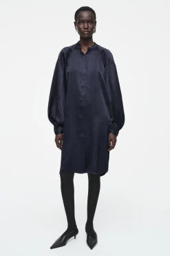 VESTIDO MIDI DE SATÉN CON DETALLE PLISADO*COS Clearance